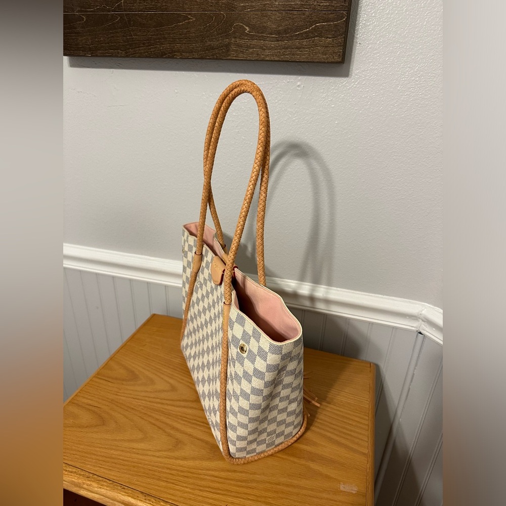 Louis Vuitton Damier Azur Canvas Tote with Pink Interior and Vachetta Trim - Picture 9 of 11